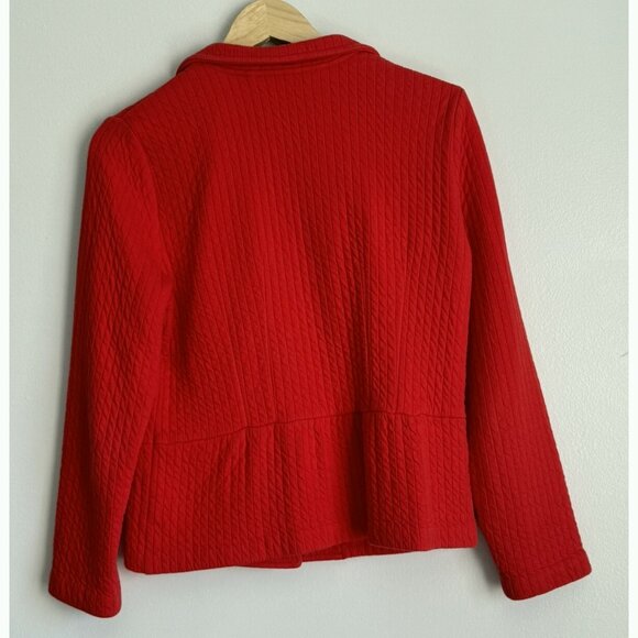 Coldwater Creek Womens 8 Petite Quilted Red Peplum Blazer Jacket Cottagecore - Picture 10 of 11